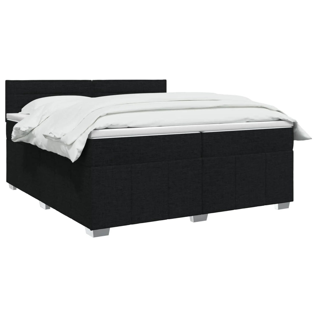 Letto Box Spring LED con Materasso Nero 200 x 200 cm Tessuto 3455684