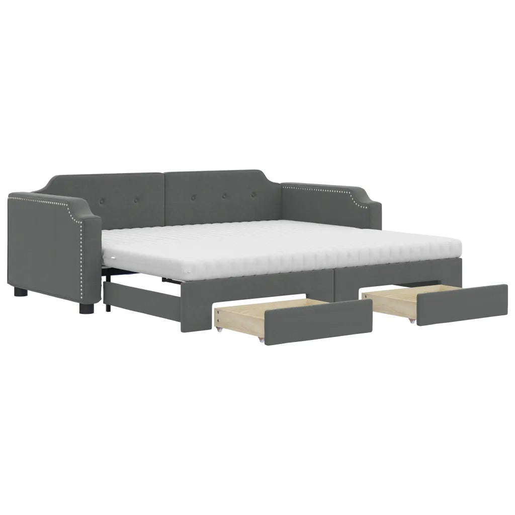 Divano Letto Estraibile Cassetti Grigio Scuro 80x200cm Tessuto 3197684