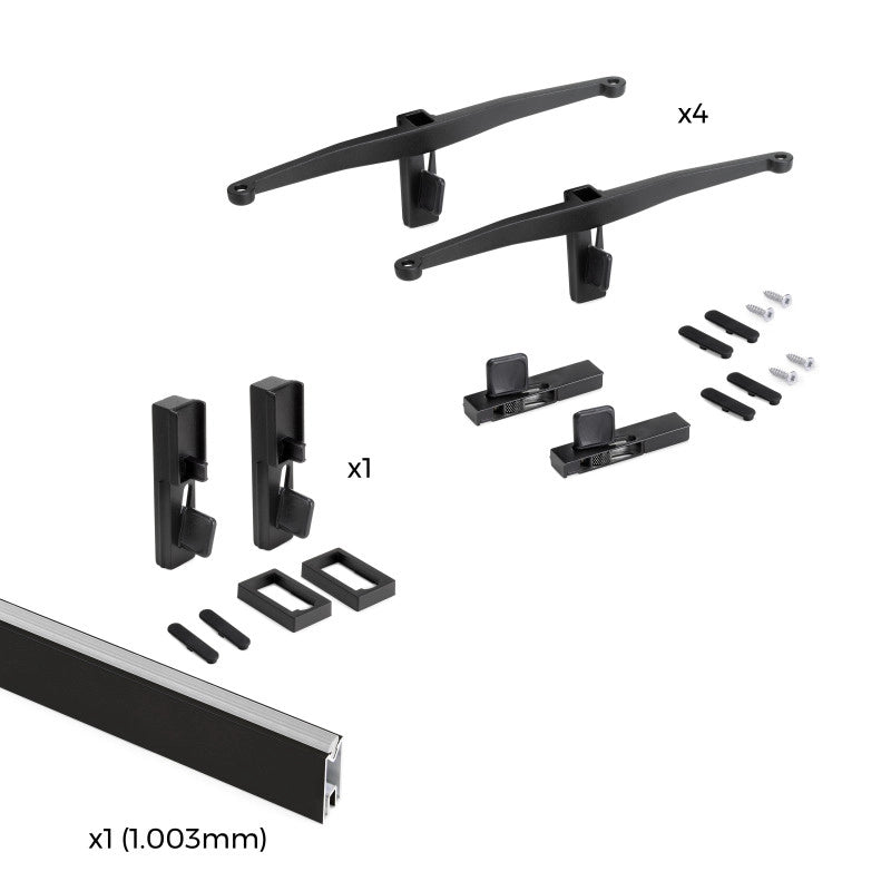 Kit di staffe per 1 ripiano in legno, 1 modulo e 1 asta di sospensione lunghezza 1m Zero, Zama, colore Grigio pietra v..