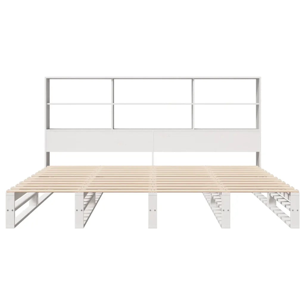 Letto Libreria senza Materasso Bianco 180x200 cm Legno Massello