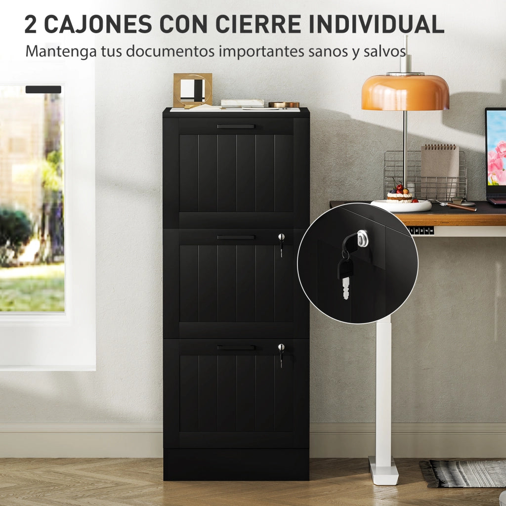 Scrivania con cassettiera ¨C zephmum ¨C Nero 40x40x101 cm