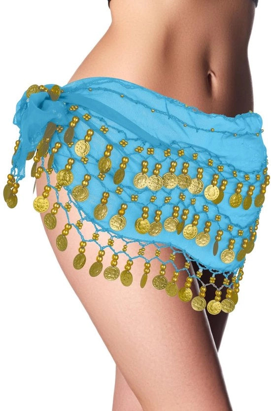Costume da ballo con monete dorate - Cintura per vita - Borsa per abbigliamento - 140cm/55in vita - 24cm/9.4in larghezza