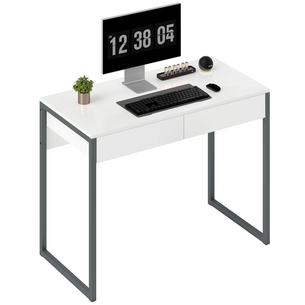 Scrivania con 2 Cassetti ¨C Zephmum ¨C Bianco 100x50x75 cm