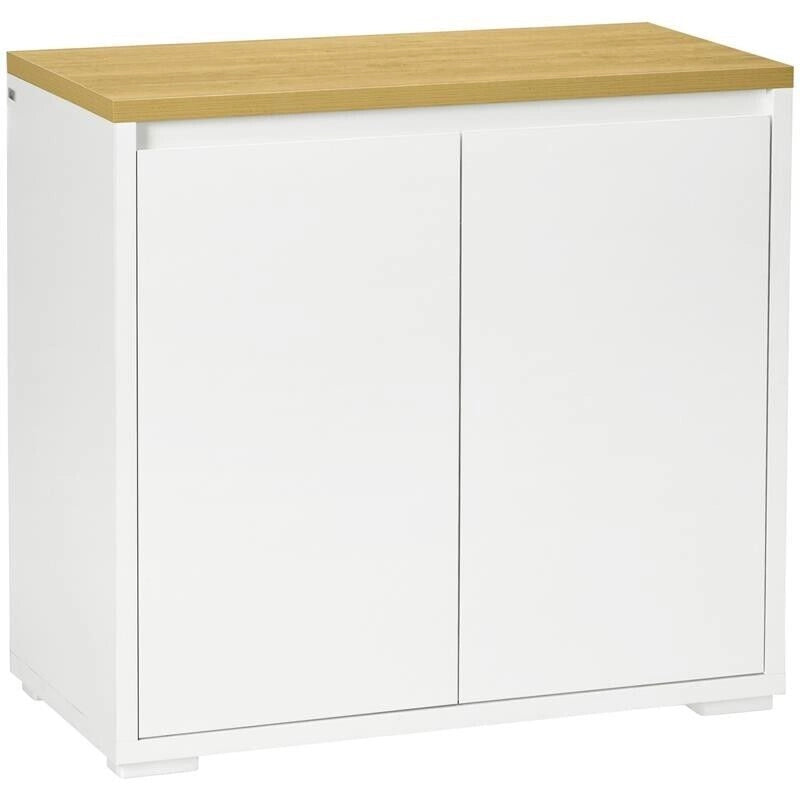 MOBILE MULTIUSO CON ARMADIETTO A 2 LIVELLI IN TRUCIOLATO E RIPIANO REGOLABILE, 80X37X75CM