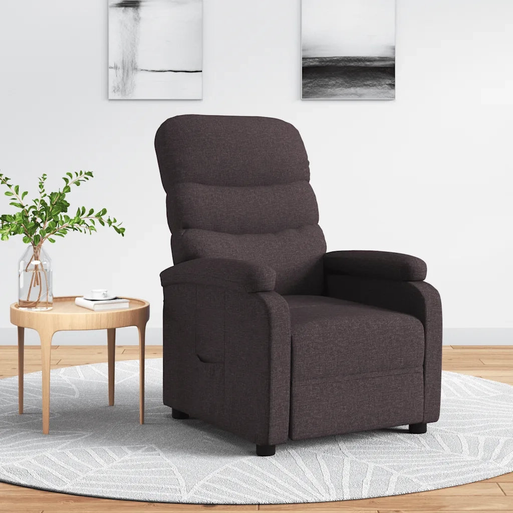 Poltrona Reclinabile Marrone Scuro in Tessuto 342705