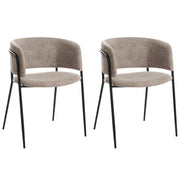 Set di 2 sedie da pranzo imbottite tortora braccioli Design moderno Base in metallo stile moderno