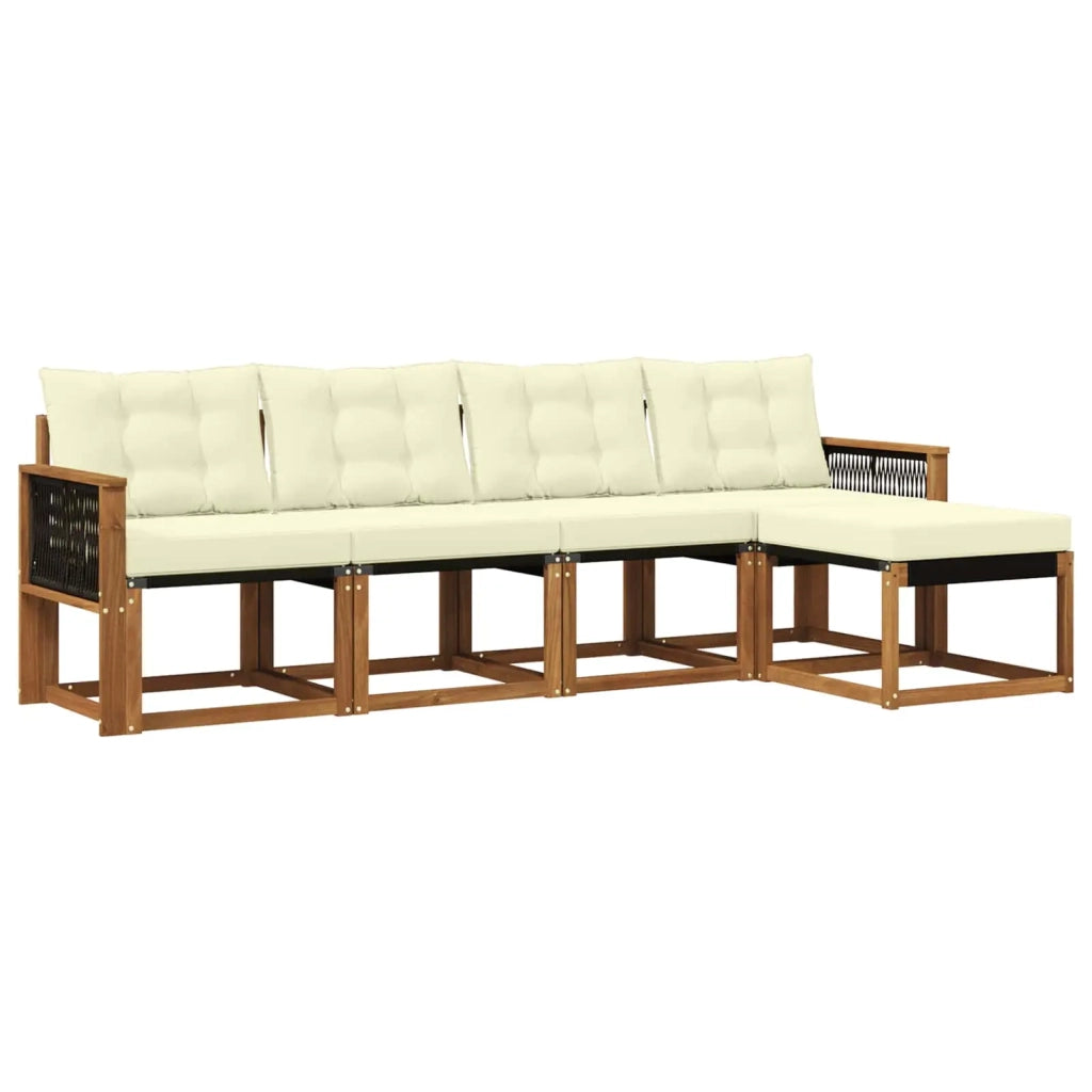 Set di divani da esterno con cuscino 5 pcs Naturale e Crema