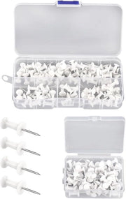 160 chiodi bianchi a forma di "I" in plastica - per quadri, cartelli, cartoline e poster.