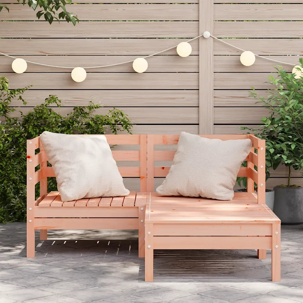 Divano esterno-Divano Giardino 2 Posti con Poggiapiedi Legno Massello Douglas