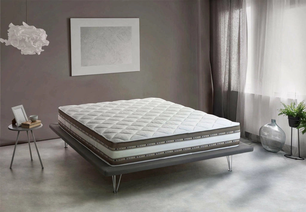 Amos, Materasso Matrimoniale Sfoderabile Made in Italy, 200x180x27h cm Bianco
