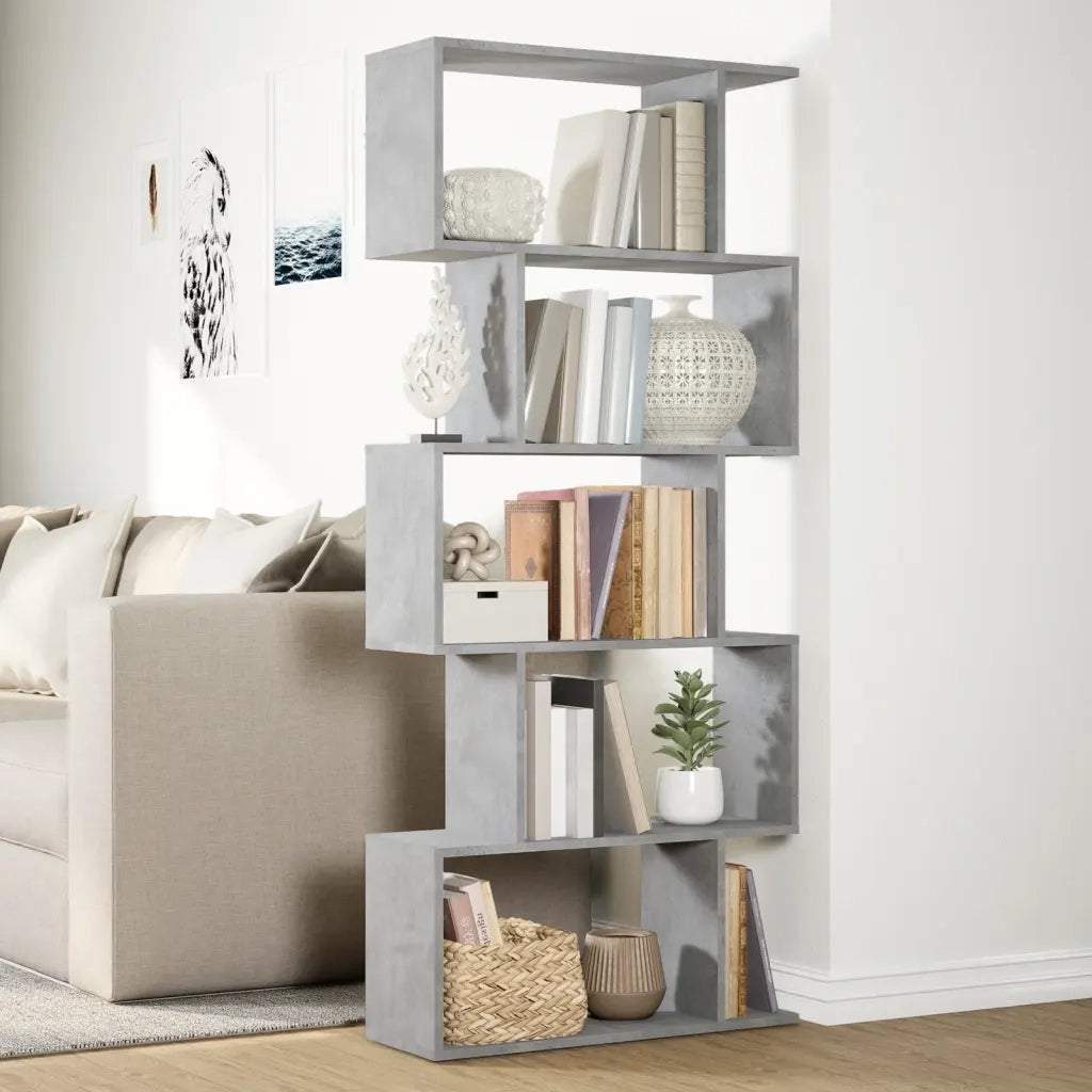 Libreria Divisorio 5Piani Grigio Cemento 70x24x161cm Truciolato 858096