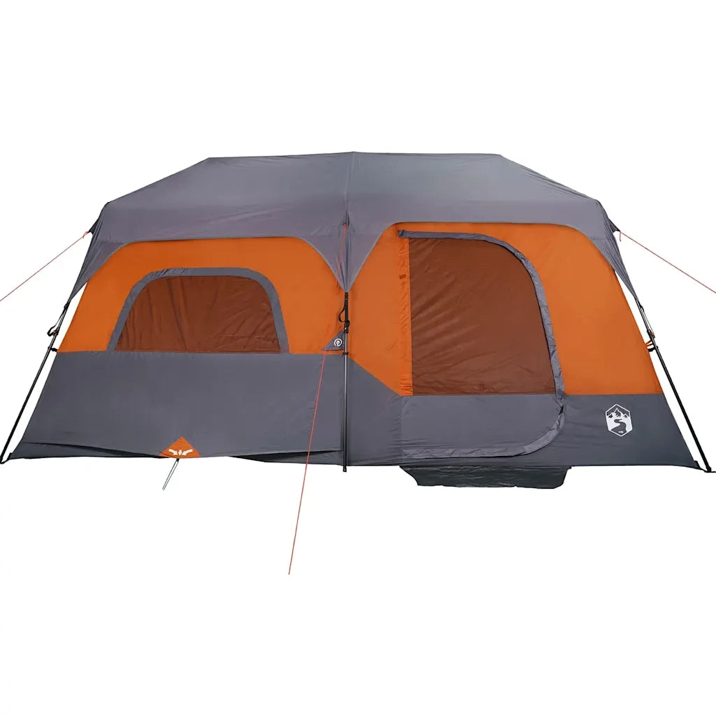 Tenda Campeggio 9 Persone-Tenda per Escursionismo Grigio e Arancione Impermeabile