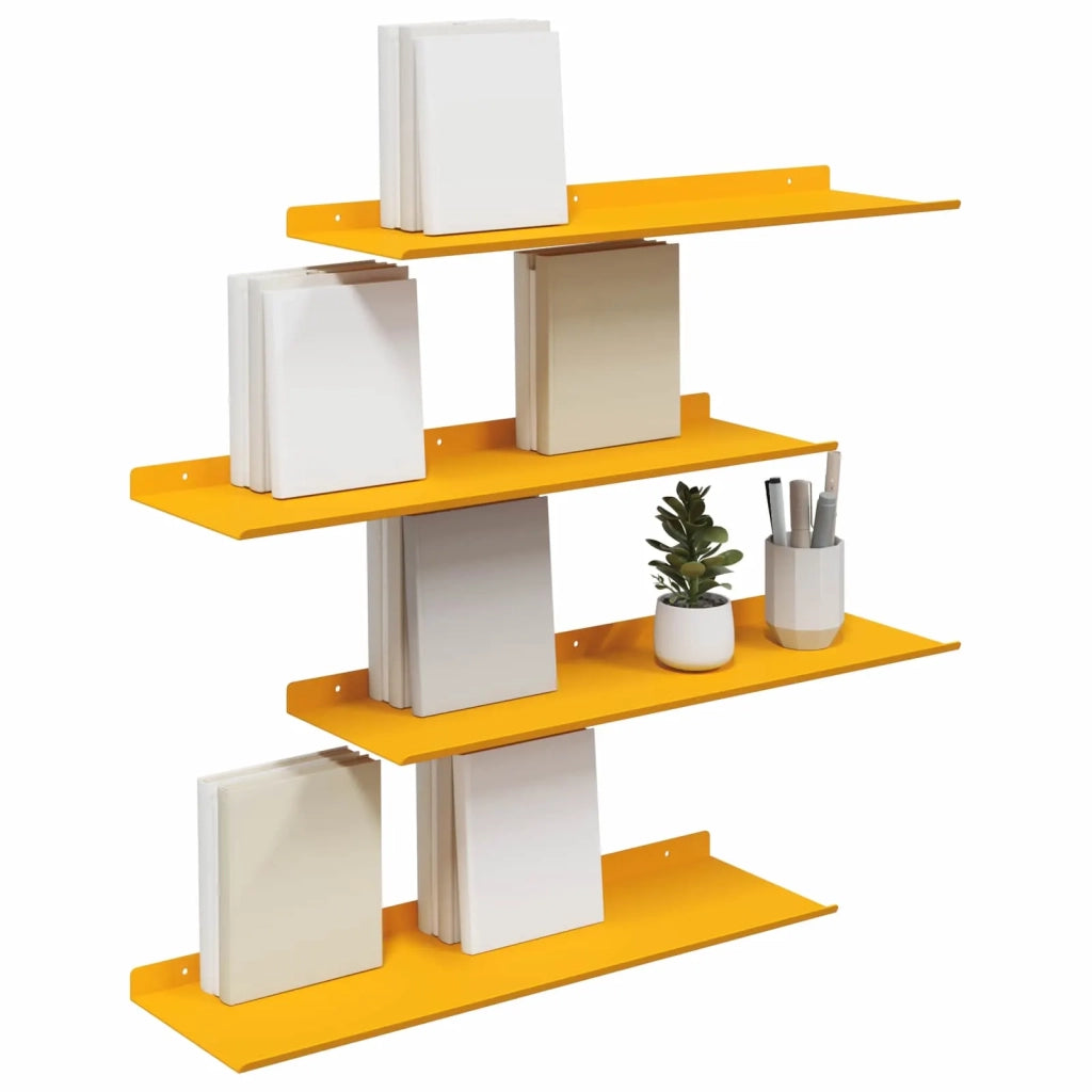 Mensola sospesa 4 pcs Giallo senape 60 x 18 x 2,5 cm Acciaio 8004027