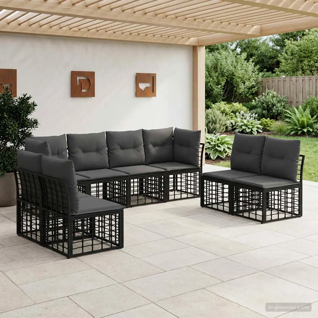 Set di divani da esterno Nero Poliestere 3437437