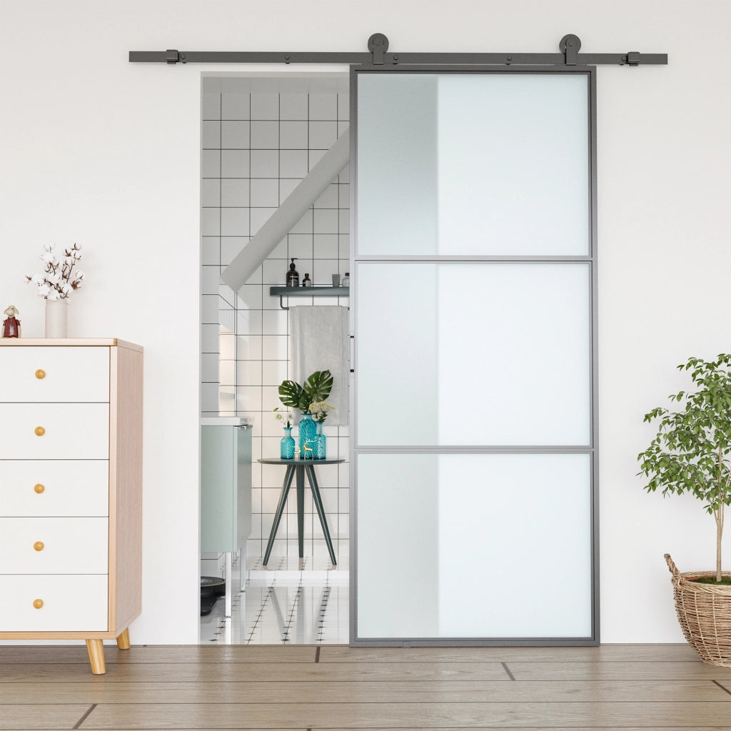 Kit Porte Scorrevoli in Acciaio ¨C zephmum ¨C Nero 200x40x0.6 cm