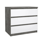 Cassettiera Artic, Settimino multiuso, Comò camera da letto, Mobile con cassetti, 77x50 h70 cm, Cemento e Bianco lucido