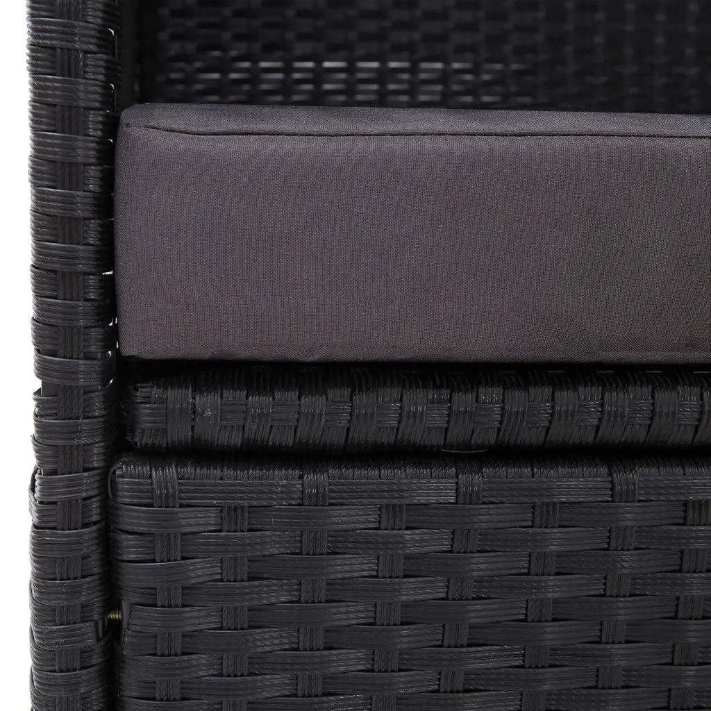 Divano Letto da Esterno con Baldacchino in Polyrattan Nero 46092