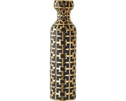 Vaso in Ceramica Nero con Disegni d'Oro - 62 cm, Vaso da Tavolo per Interno/Esterno, Grande Vaso da Tavolo Moderno (Singolo)