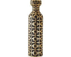 Vaso in Ceramica Nero con Disegni d'Oro - 62 cm, Vaso da Tavolo per Interno/Esterno, Grande Vaso da Tavolo Moderno (Singolo)
