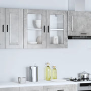 Pensile da Cucina con Porta in Vetro-Mobile Cucina da Parete Porto Grigio Cemento 225545