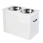 Tavolo per Cani con Ciotole e Ripiano ¨C Zephmum ¨C Bianco 60x30x41 cm