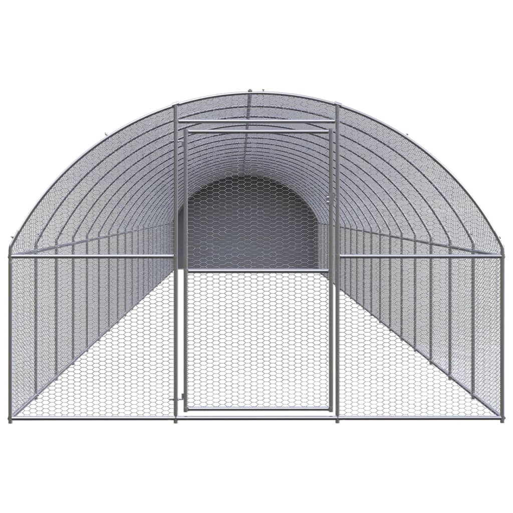 Pollaio recinto per polli da esterno 3 x 20 x 2 m acciaio zincato argento 02_0044007