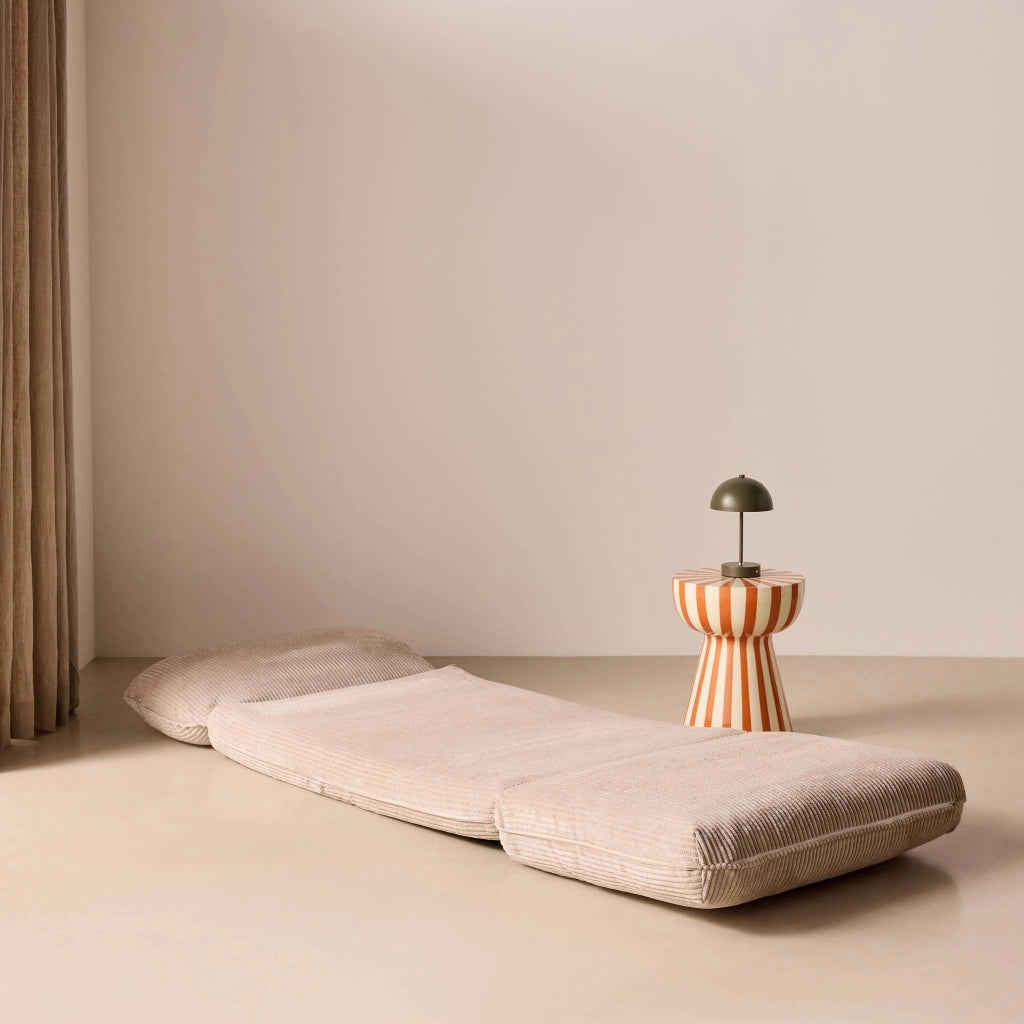 Poltrona letto convertibile velluto a coste grosse coste, beige grigio