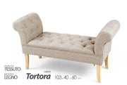 PANCA IN TESSUTO CON POGGIOLI 103 X 40 X H60 CM IN COLORE TORTORA