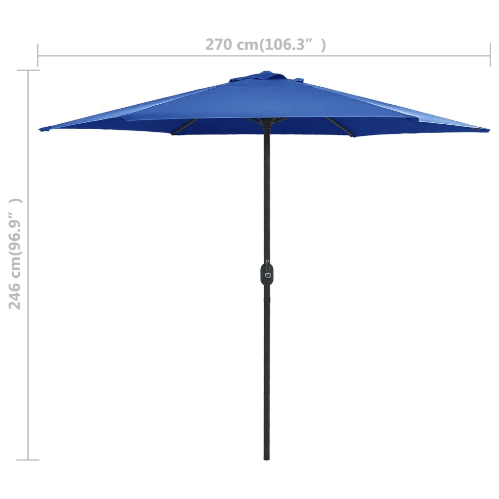 Ombrellone da Giardino-Ombrello da Balcone con Palo in Alluminio 270x246 cm Azzurro