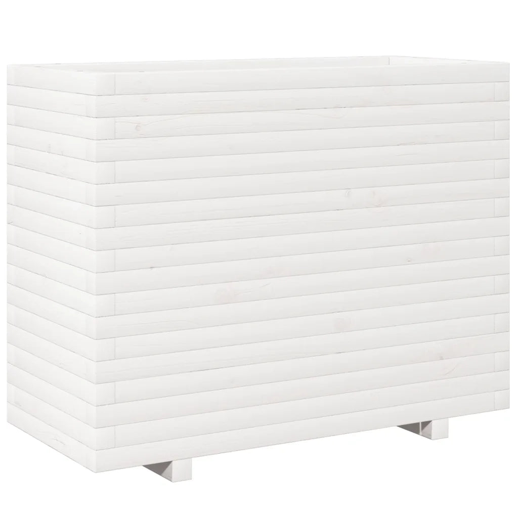 Fioriera da Giardino Bianca 90x40x72,5cm Legno Massello di Pino 3282595