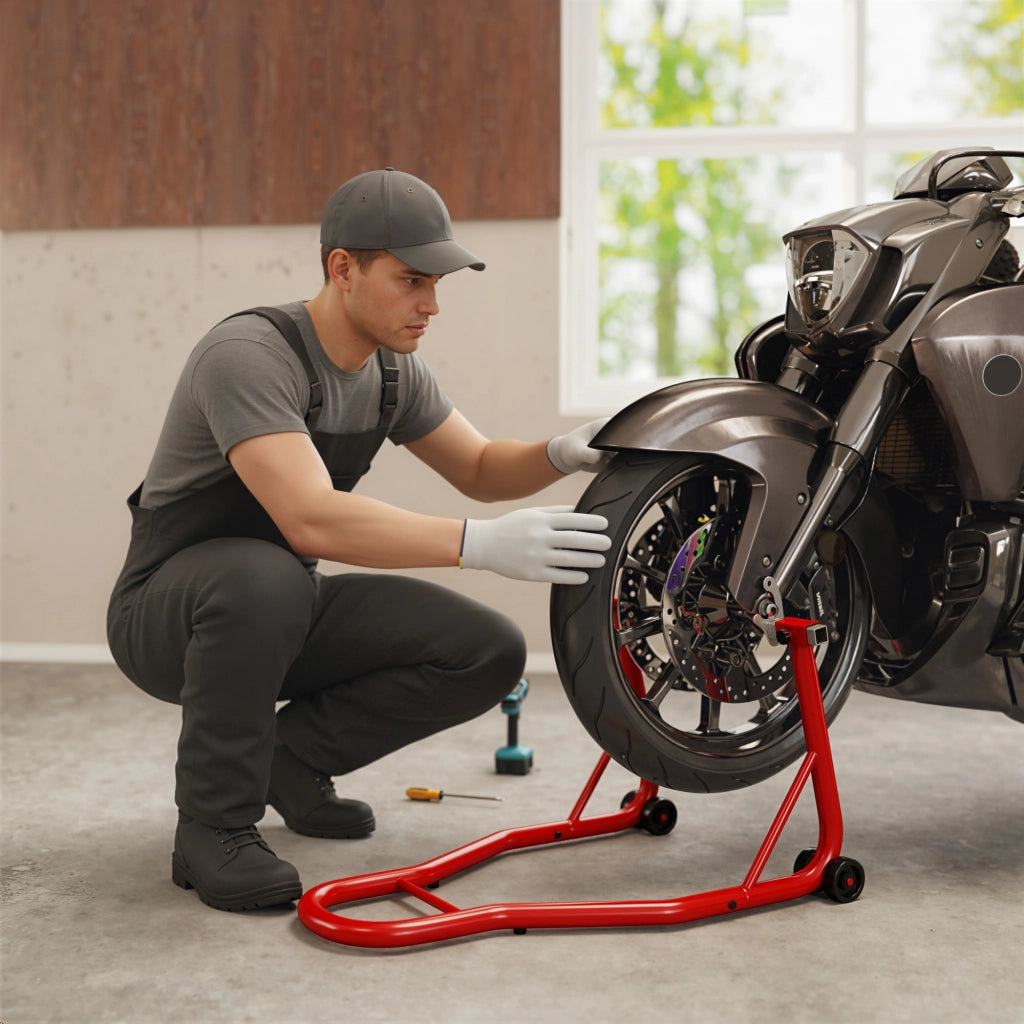 Cavalletto Moto Posteriore ¨C Zephmum ¨C Rosso, 150 kg, Forcelle Regolabili