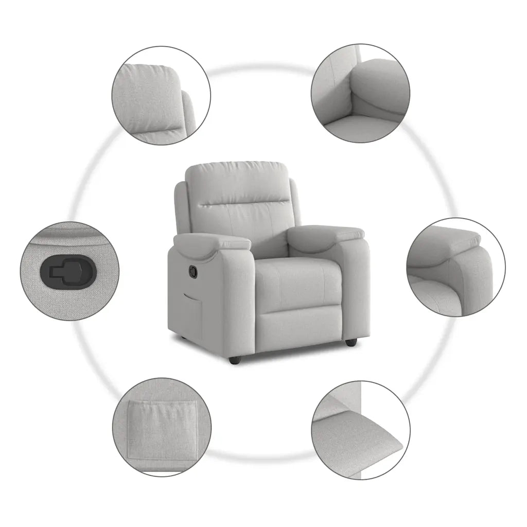 Divano Sedia-Poltrona Reclinabile in Tessuto Grigio Nuvola 502802