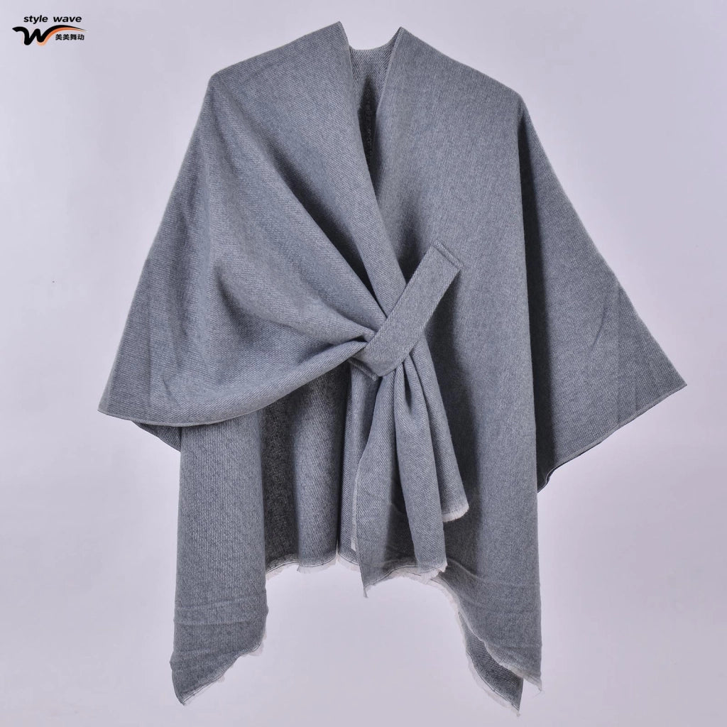 Sciarpa da donna, elegante mantello con cintura diagonale monocromatica