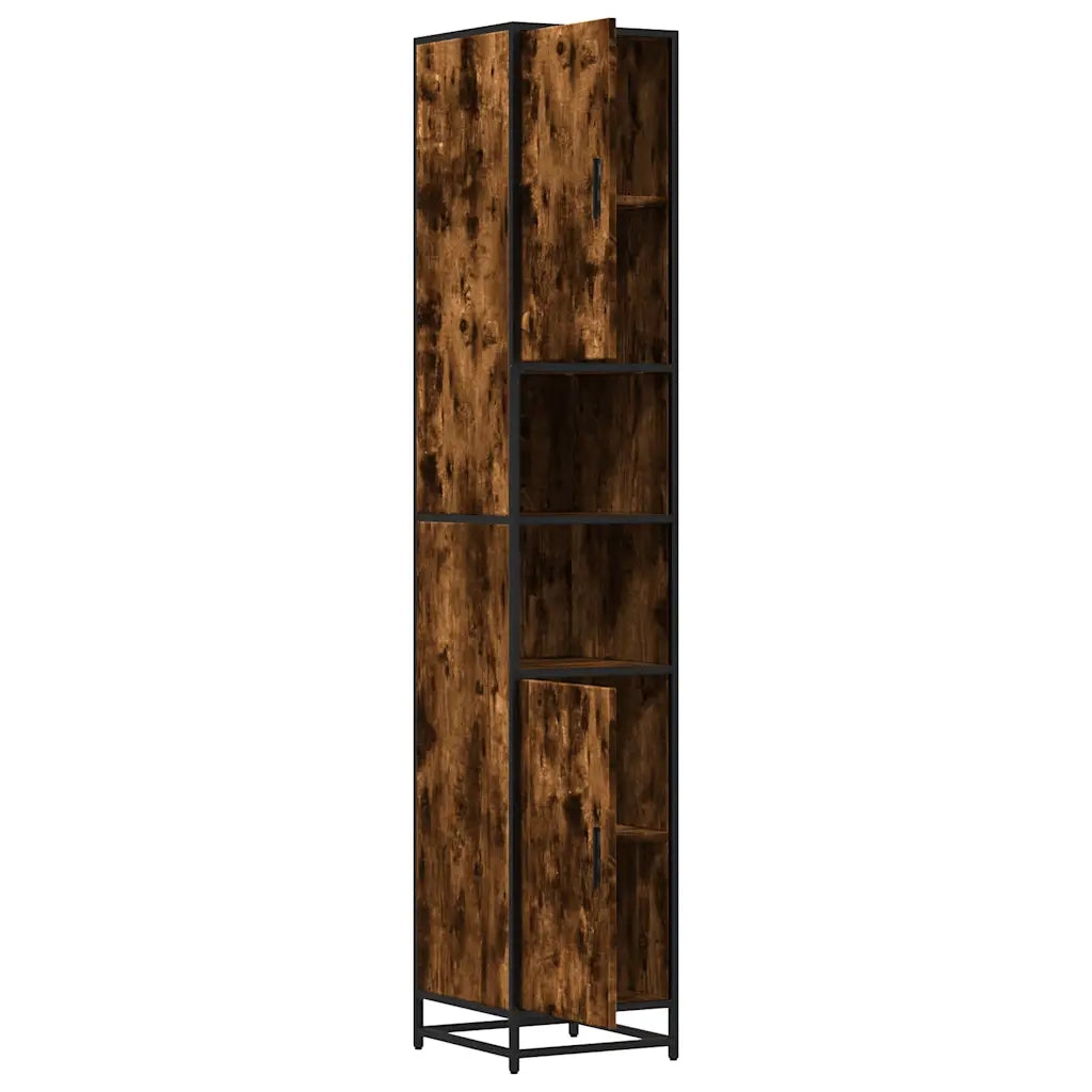Mobile da Bagno | Armadio da bagno Fumo 35x37,5x188,5 cm in Truciolato e Metallo