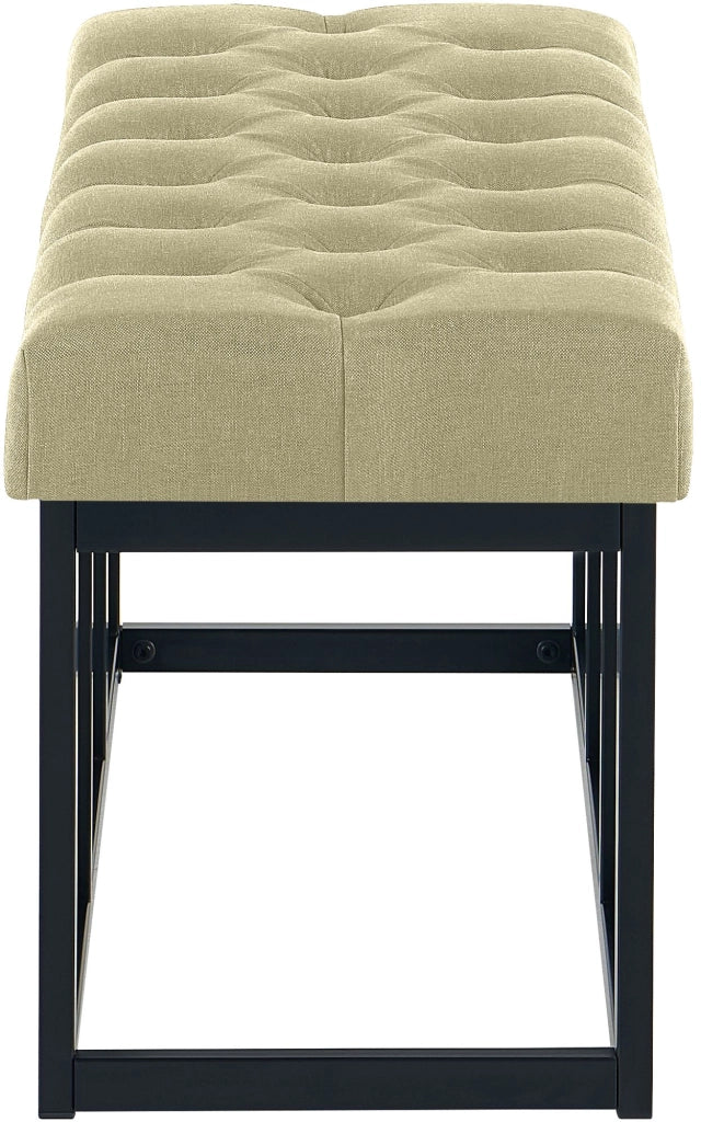 Panca design AMUN in metallo nero opaco e tessuto Tortora,100 cm