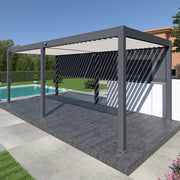 Pergola bioclimatica Ombréa autoportante VS - 3x6M bicolore + 2 tende anthracite