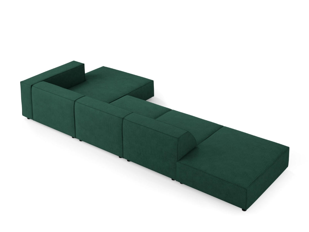 Cosmopolitan Design - Divano angolare destro "Arendal" 5 posti in ciniglia con effetto a coste verde bottiglia 