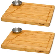 Set di 2 Tavoli in Bambù per Servire e Scialli per Dipingere - Piatto in Legno per Stecchi 30x25 cm