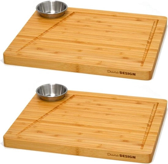 Set di 2 Tavoli in Bambù per Servire e Scialli per Dipingere - Piatto in Legno per Stecchi 30x25 cm
