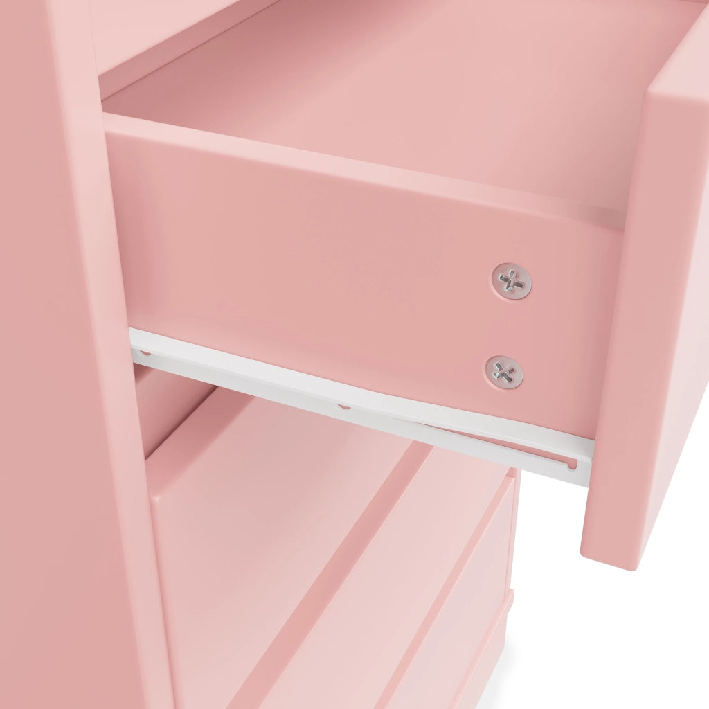 ARMADIO con barra appendiabiti, 4 cassetti e 3 ripiani aperti 100x40x135 cm Rosa/Bianco