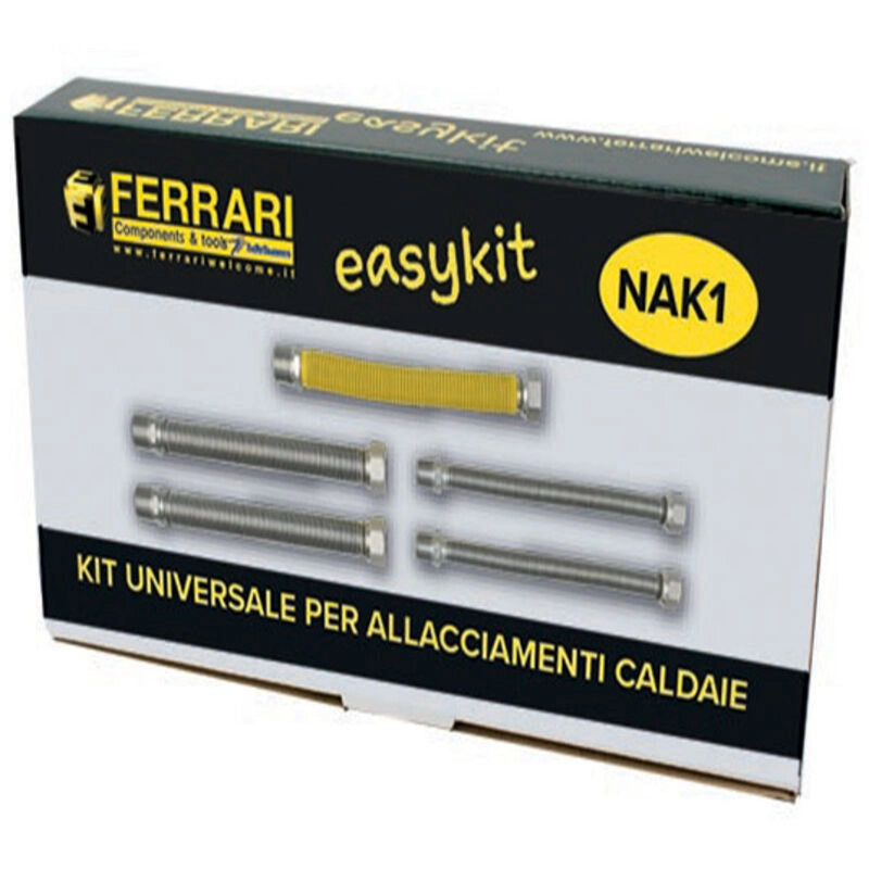 Kit Idraulico Universale per Sostituzione Caldaia a Muro con 5 Flessibili 22 â€“ 42 cm â€“ Ferrari