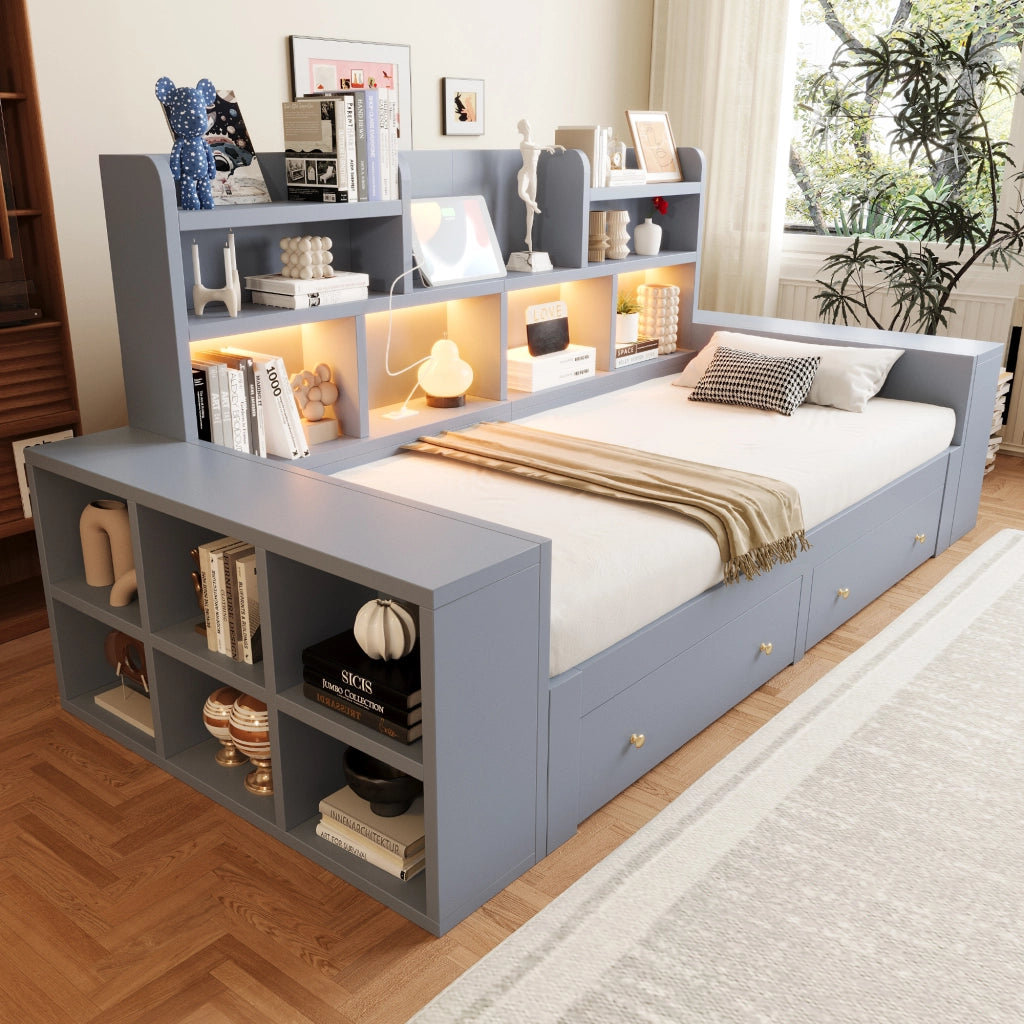 divano letto multifunzione mdf grigio 115 x 230 cm