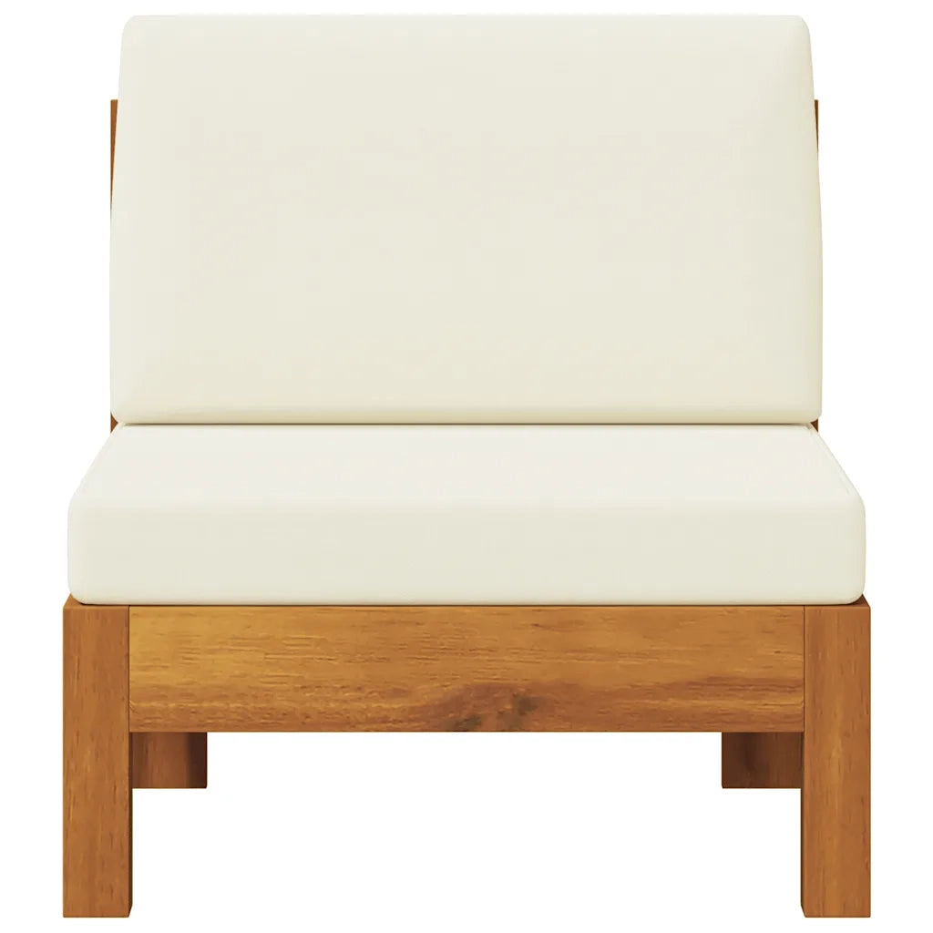 Divano Centrale con Cuscini Bianco Crema in Massello di Acacia 310646