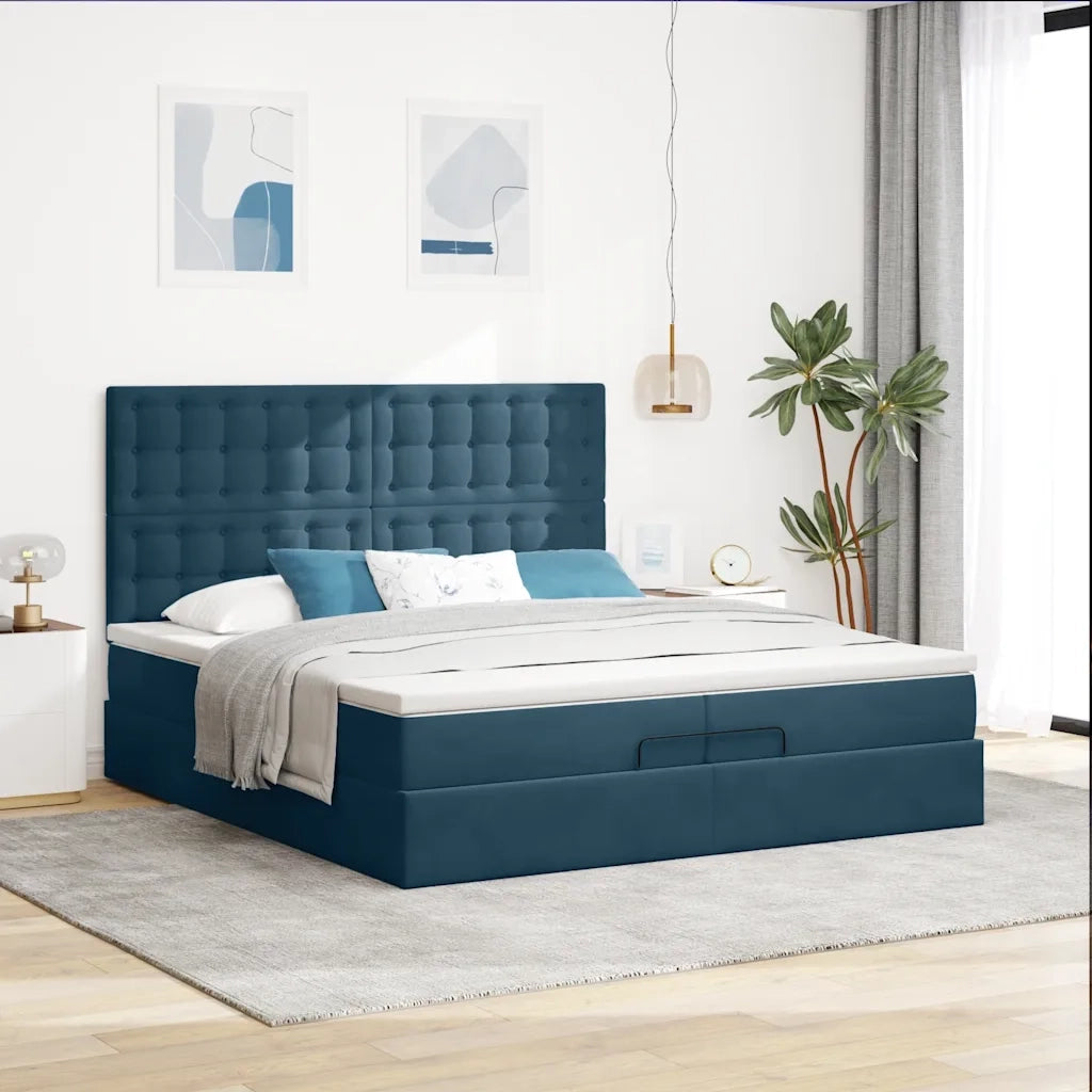 Struttura Letto Pouf con Materassi 200x200 cm Velluto 3313641