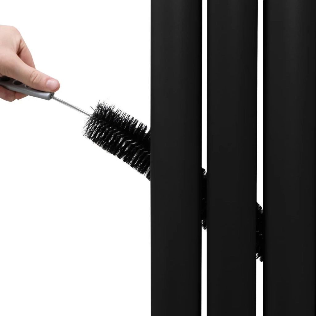Radiatore Ovale a Specchio a Doppia Colonna Verticale Nero 1800mm x 380mm