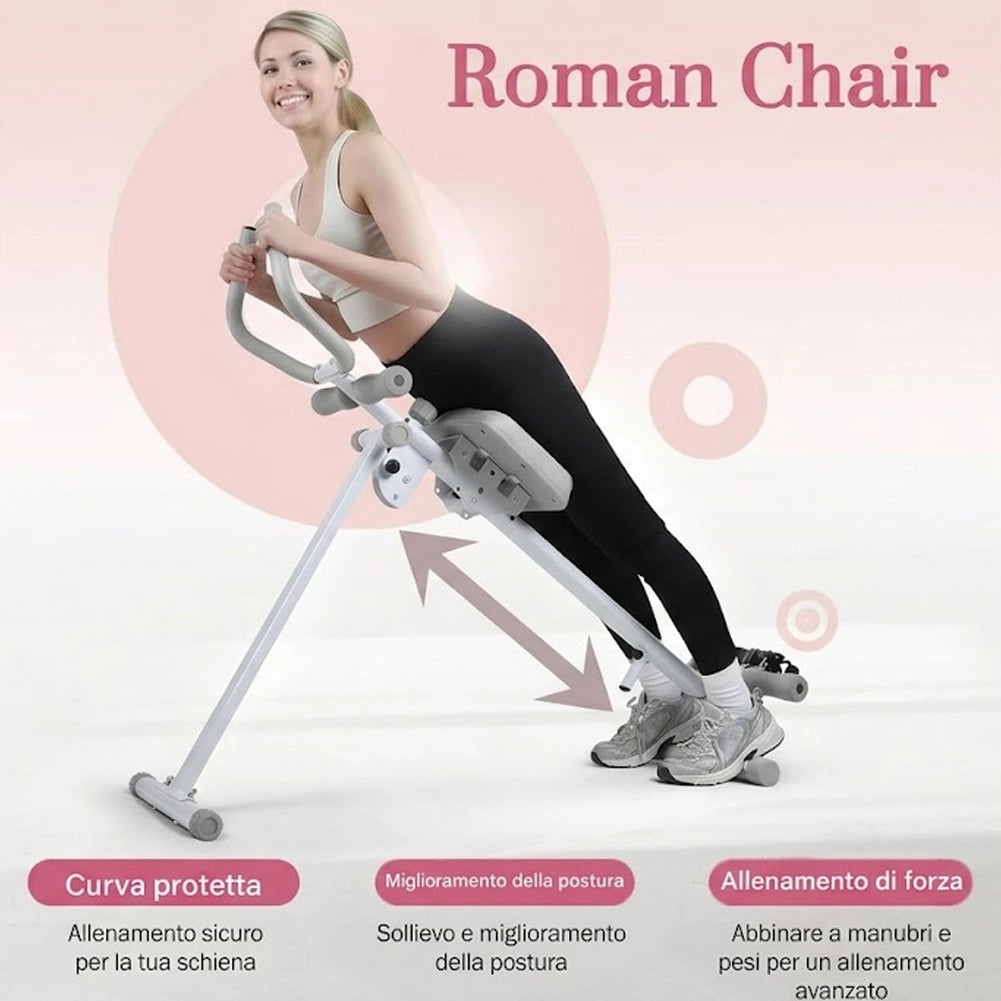 AB Machine Grigio Attrezzo Fitness per Addominali Multiuso Pieghevole Vogatore