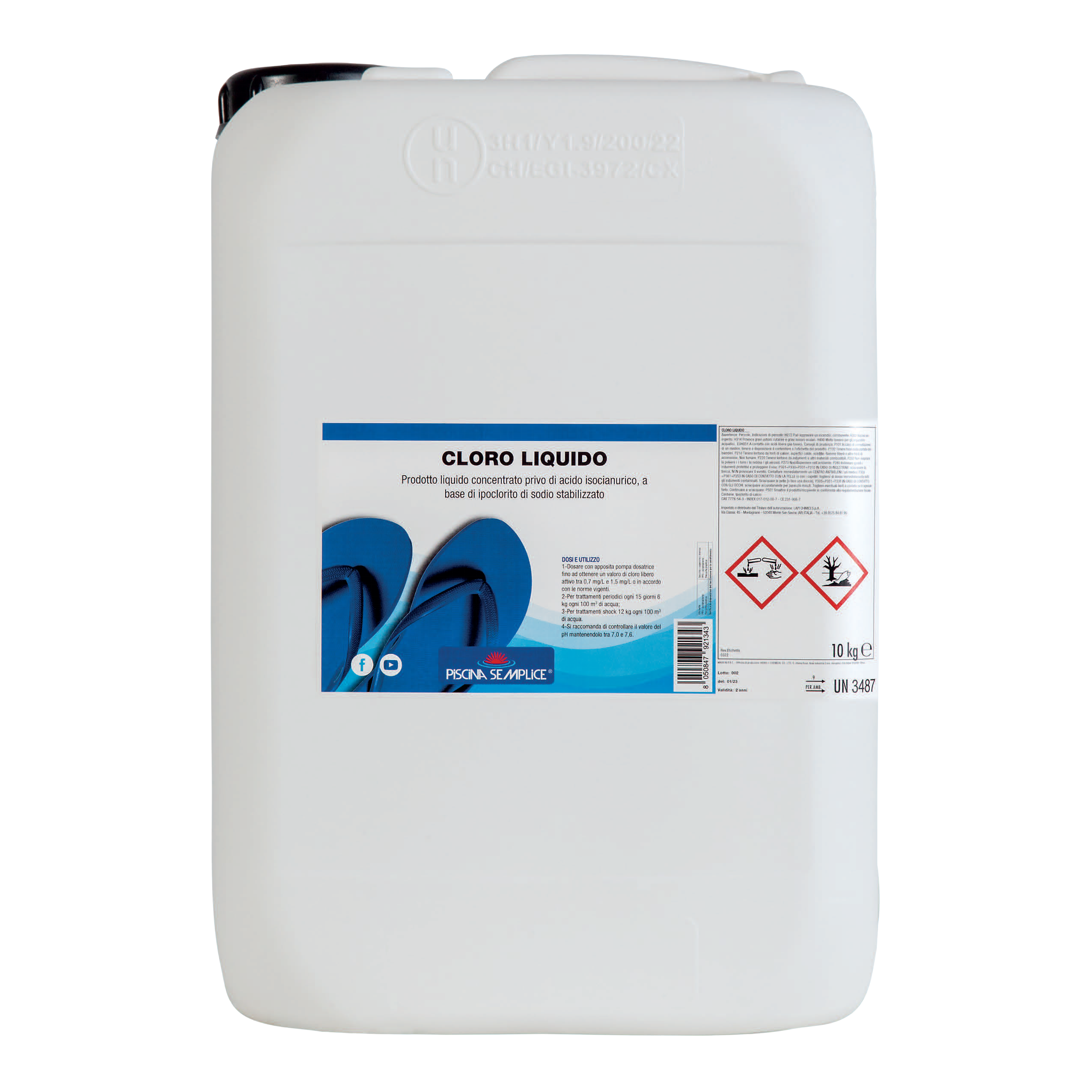 CLORO LIQUIDO PER PISCINE- 25 Kg Piscina semplice