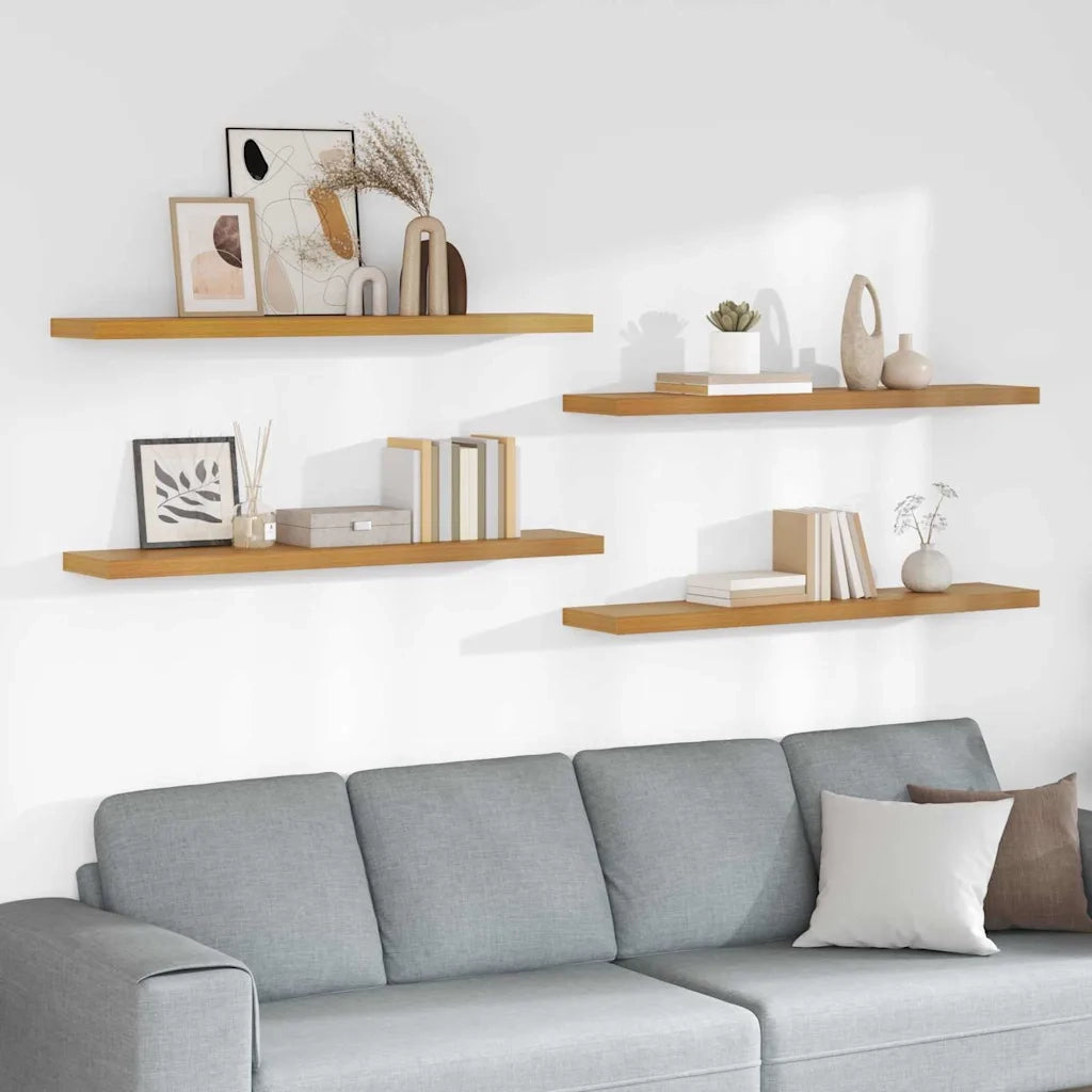 4 pz Scaffale da parete | Ripiano a parete | Mensola a parete Beige 120 x 23,5 x 4 cm