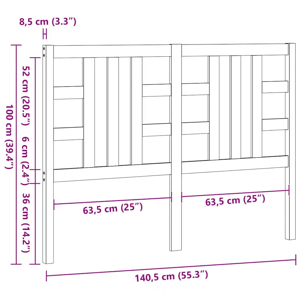 Testiera per Letto-Testata-Testiera Decorativa 141x4x100 cm in Legno Massello di Pino 177219