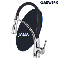 JANA | Rubinetto Gastronomia cromata girevole | da cucina in acciaio inossidabile | miscelatore ruotabile a 360° | bassa pressione 3 attacchi argento